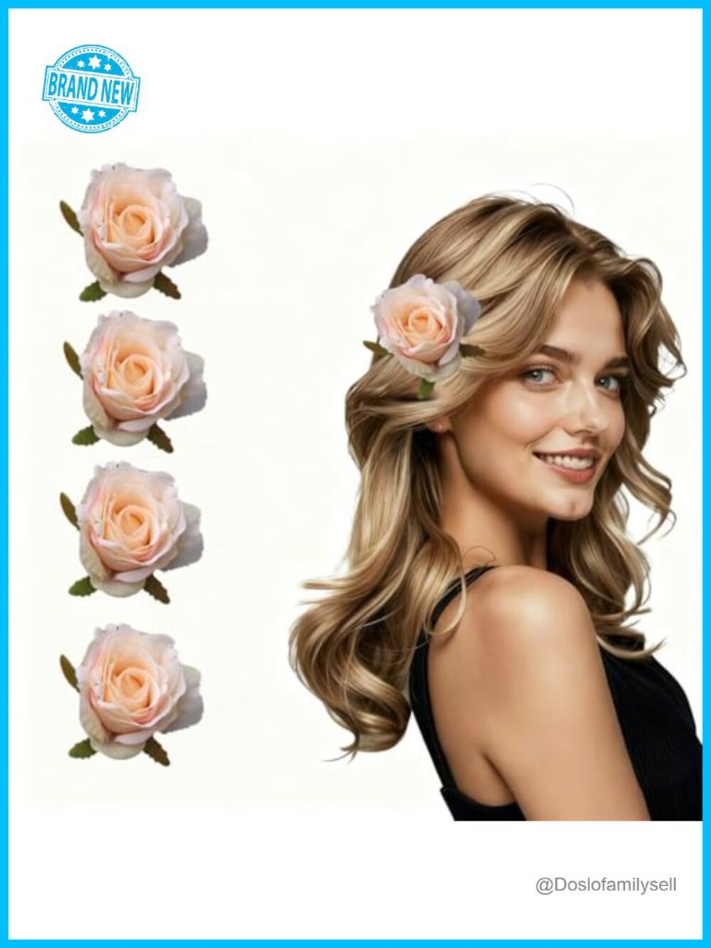 Fabric Rose Hair Clip Brooches Mexican Apricot Headpieces Wedding Party